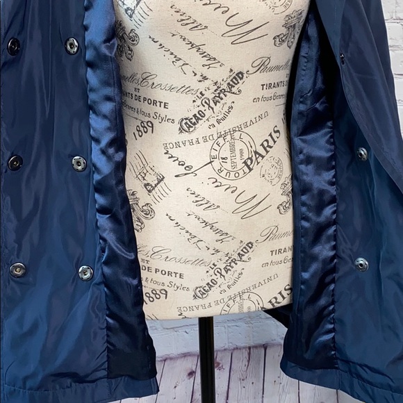 Dennis Basso trench raincoat peacoat navy jacket S - Picture 5 of 11